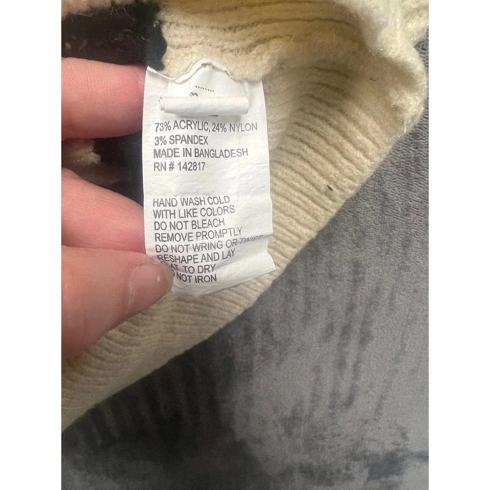 Love Change Italy Quarter Zip Sweater Womens XL Cream Black Striped Ribbed - Picture 8 of 8